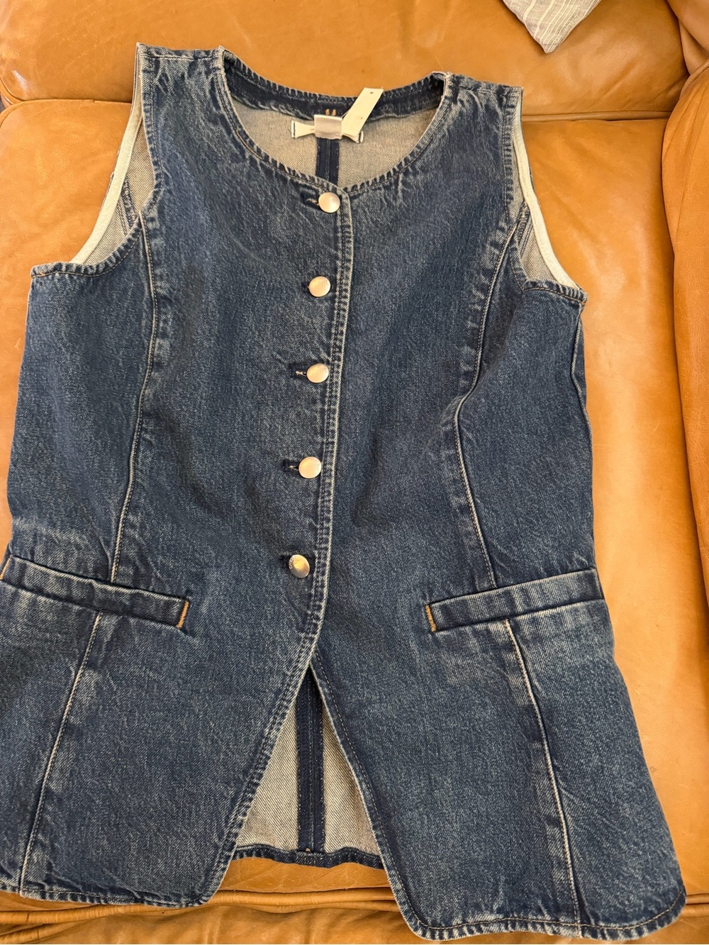 MADEWELL SIZE 4 Denim Crewneck Cutaway Vest in Greendale Wash NW302 $108 - Picture 5 of 8